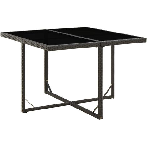 Table de jardin Noir 109x107x74 cm Résine tressée et verre vidaXL