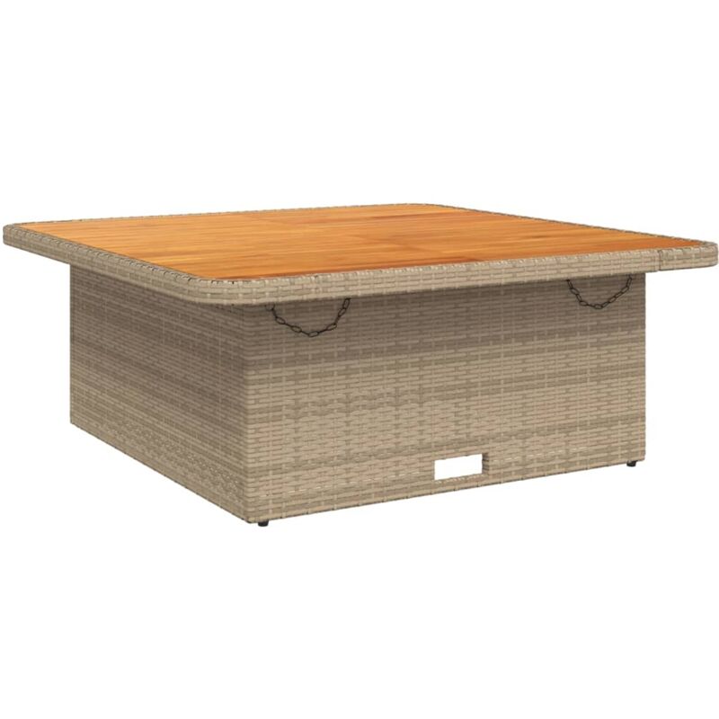 Vidaxl - Table de jardin beige 110x110x71 cm résine tressée bois acacia