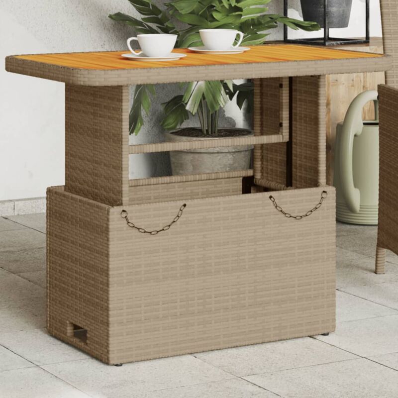 Vidaxl - Table de jardin beige 90x55x71 cm résine tressée et bois acacia