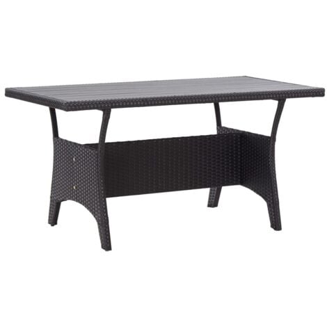 Table de jardin Noir 120x70x66 cm Résine tressée