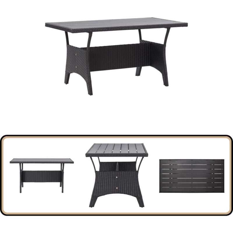 Table de jardin noir 120x70x66 cm Résine tressée - Table De Jardin - Table Patio - Table Extérieure - Résine Tressée - Meubles De Jardin