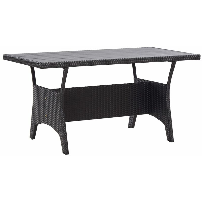 Table de jardin Noir 130x70x66 cm Résine tressée