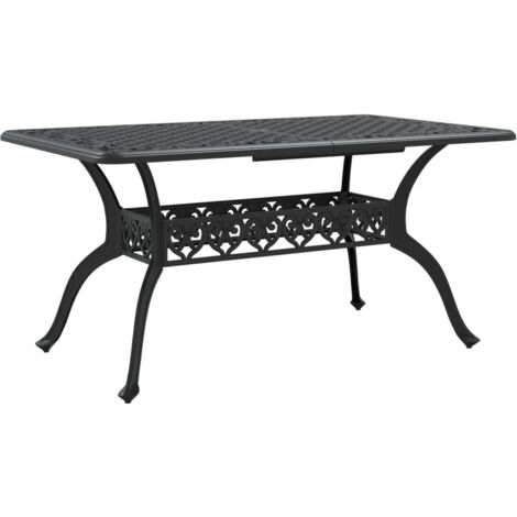 Table de jardin noir 150x90x72 aluminium coulé