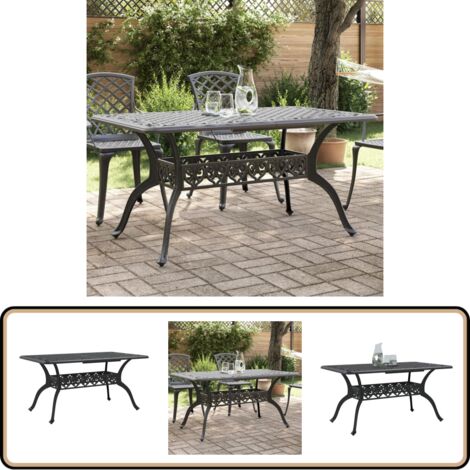 Table de jardin noir 150x90x72 cm aluminium coulé - Table De Jardin - Mobilier De Jardin - Table Extérieure - Table Aluminium - Table Design