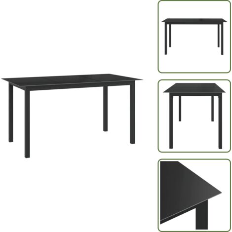 Table de jardin Noir 150x90x74 cm Aluminium et verre - Table De Jardin - Mobilier De Jardin - Table Extérieure - Table D'extérieur - Table Aluminium
