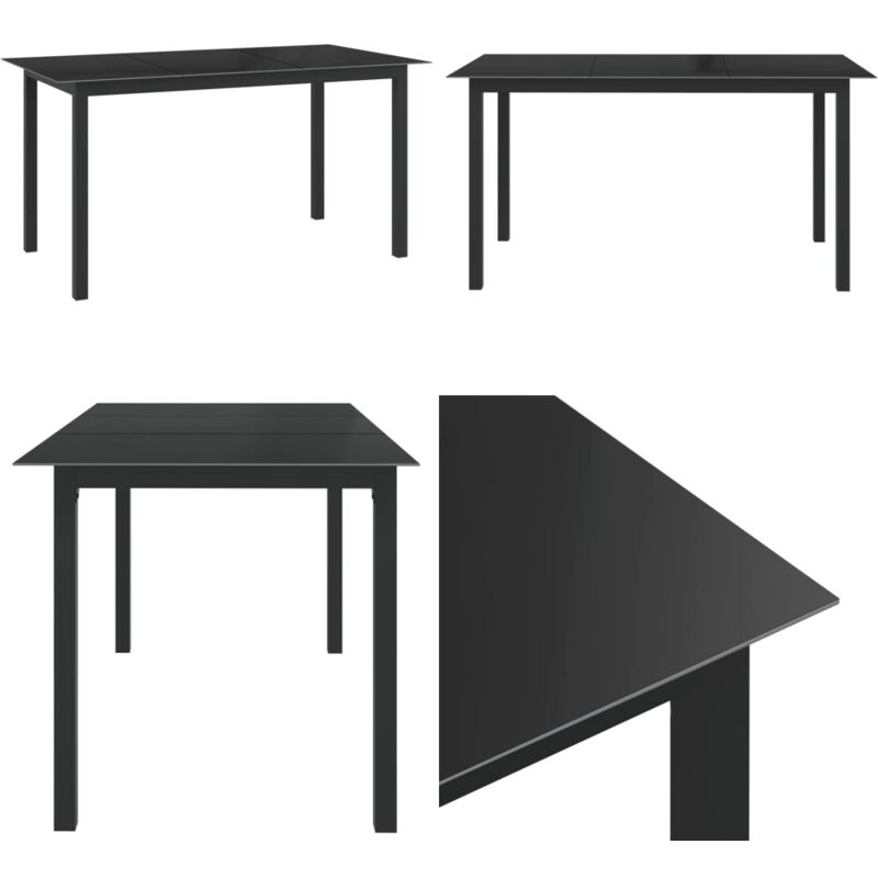 Table de jardin Noir 150x90x74 cm Aluminium et verre - Table De Jardin - Mobilier De Jardin - Table Extérieure - Table D'extérieur - Table Aluminium