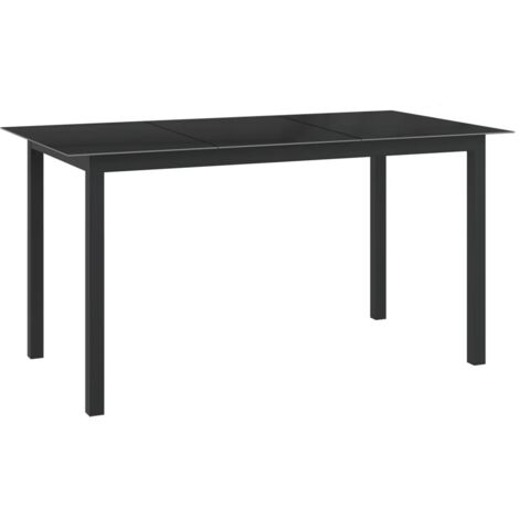 Vidaxl – Table de jardin noire 150x90x74 cm – Aluminium et verre – Design élégant pour balcon et patio – Résistante aux intempéries