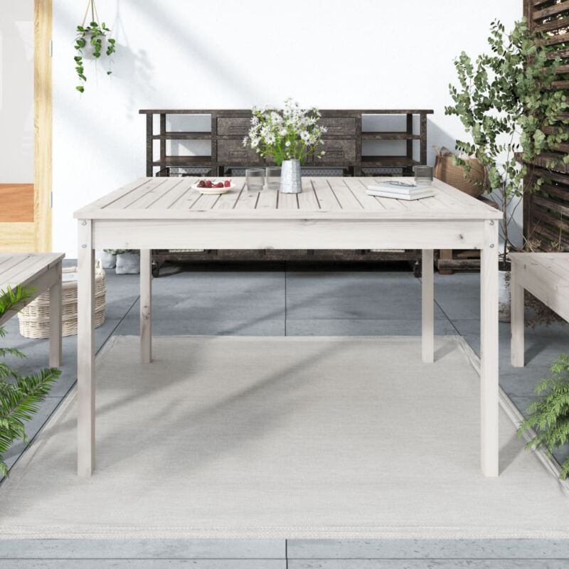 Vidaxl - Table de jardin blanc 121x82,5x76 cm bois massif de pin