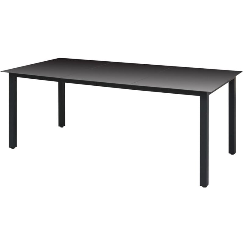 Table de jardin Noir 190 x 90 x 74 cm Aluminium et verre - Noir