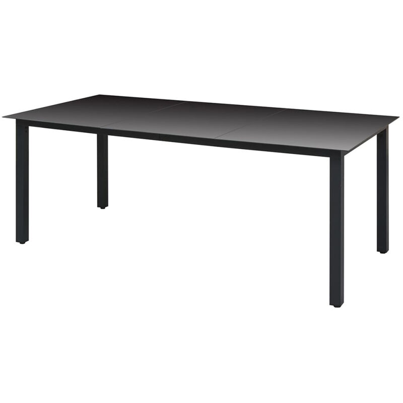 Table de jardin Noir 190 x 90 x 74 cm Aluminium et verre - ASUPERMALL
