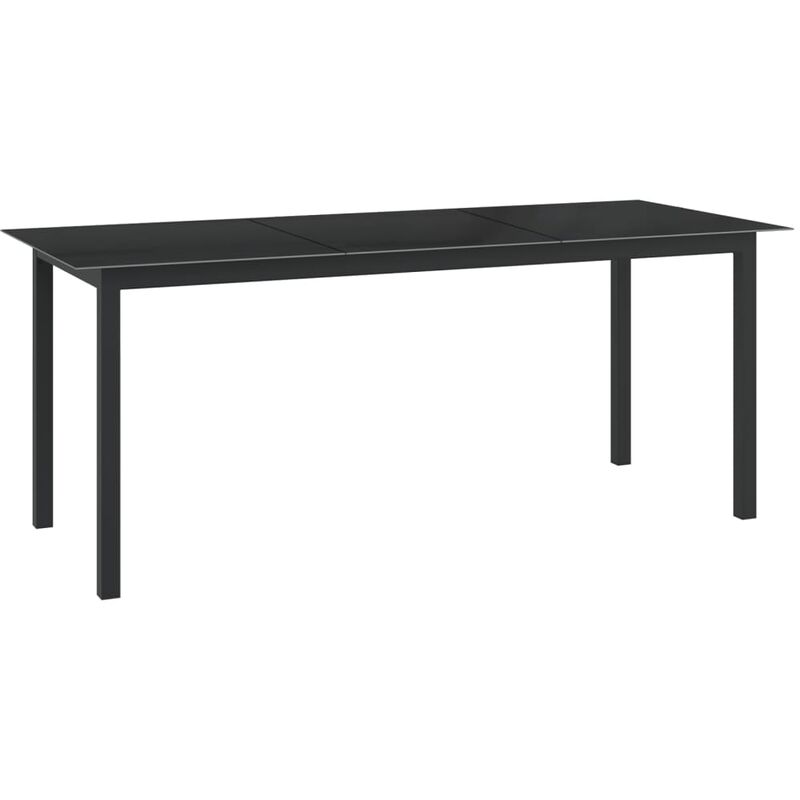 Ulisem - Table de jardin Noir 190x90x74 cm Aluminium et verre