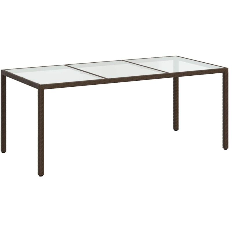Vidaxl - Table de jardin Marron 190x90x75 cm Verre trempé/résine tressée
