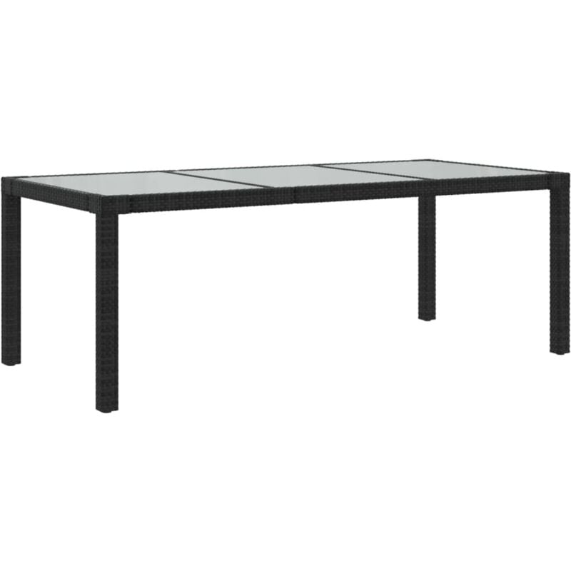Vidaxl - Table de jardin Noir 190x90x75 cm Verre trempé/résine tressée