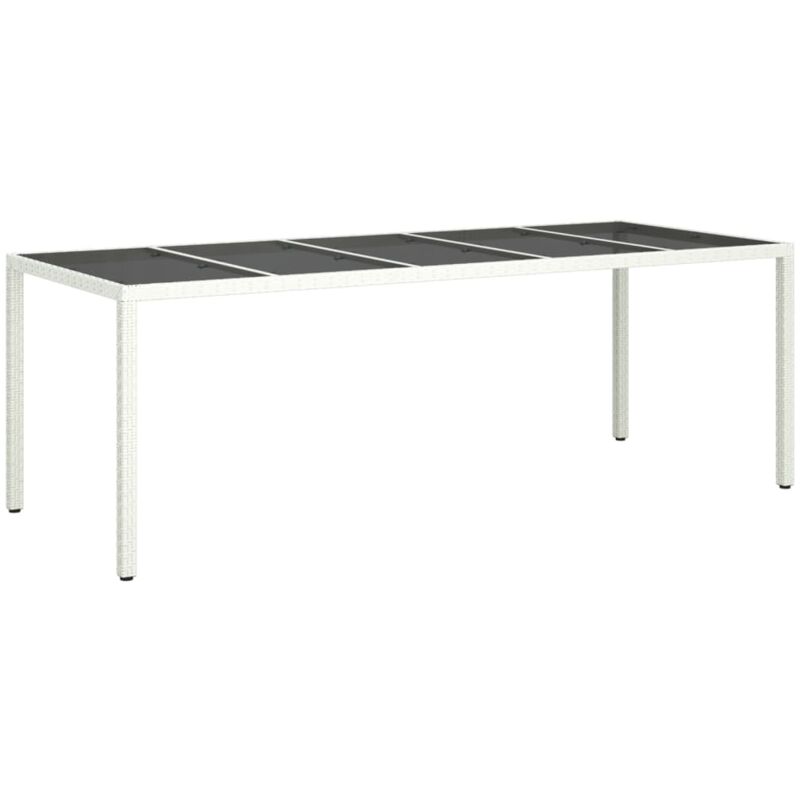 Vidaxl - Table de jardin blanc 250x100x75 cm résine tressée verre trempé