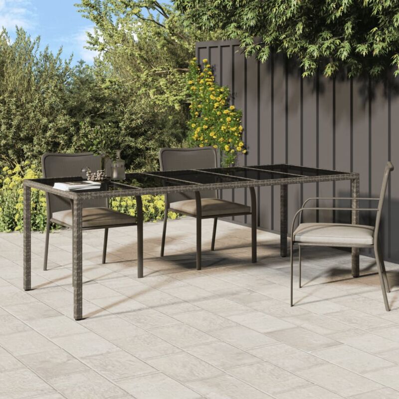 Vidaxl - Table de jardin Gris 250x100x75 cm Verre trempé et poly rotin