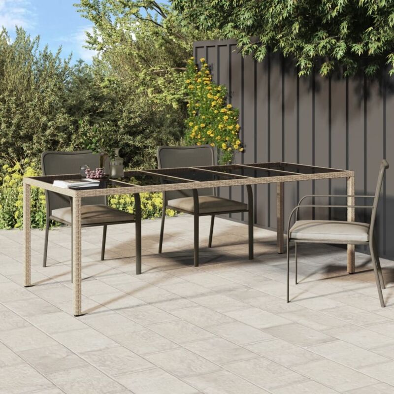 Vidaxl - Table de jardin Beige 250x100x75 cm Verre trempé et poly rotin