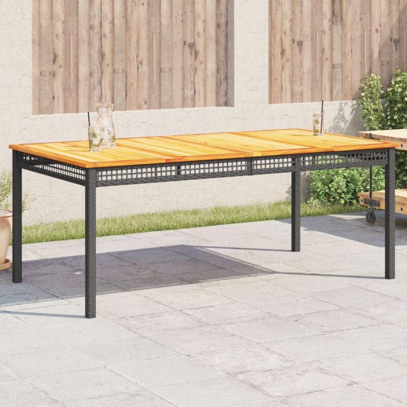 Vidaxl - Table de jardin noir 180x90x75 cm résine tressée et bois acacia