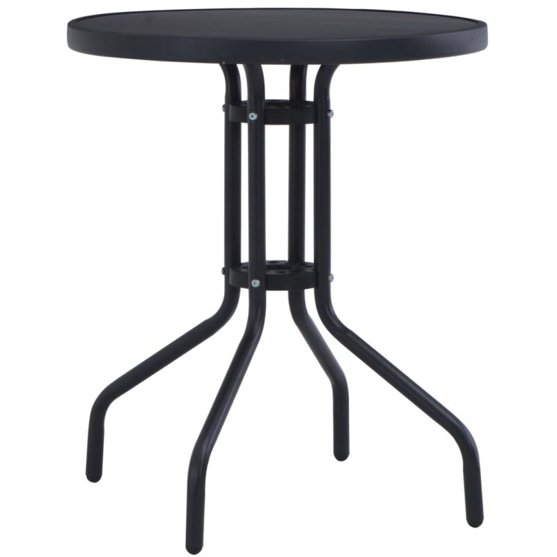 Vidaxl - Table de jardin Noir 60 cm Acier et verre