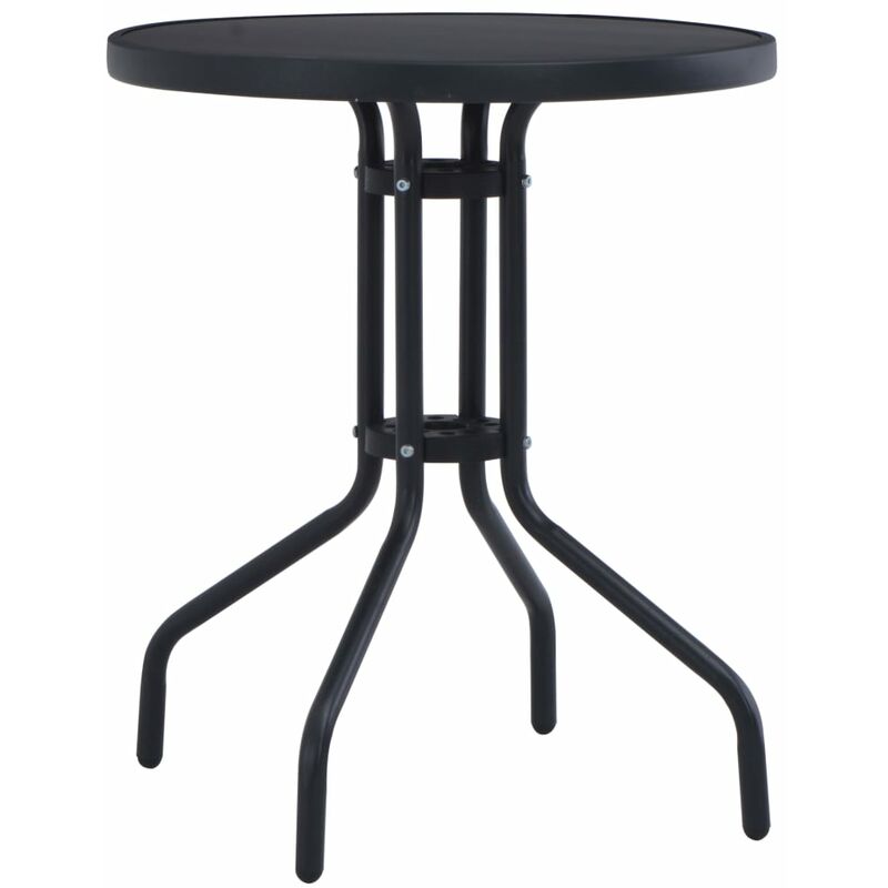 Vidaxl - Table de jardin Noir 80 cm Acier et verre