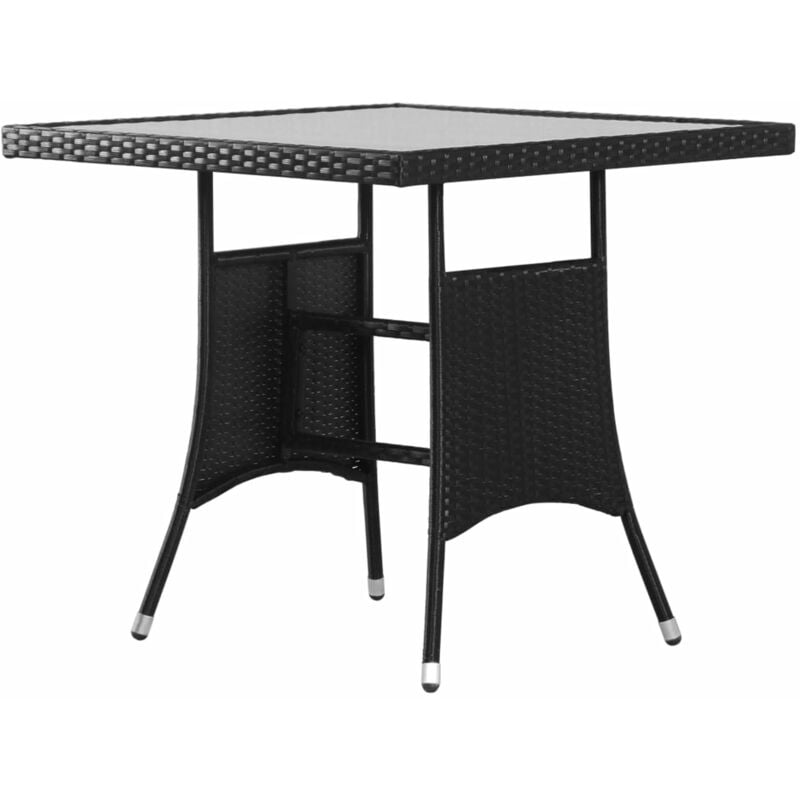 Table de jardin Noir 80x80x74 cm Resine tressee