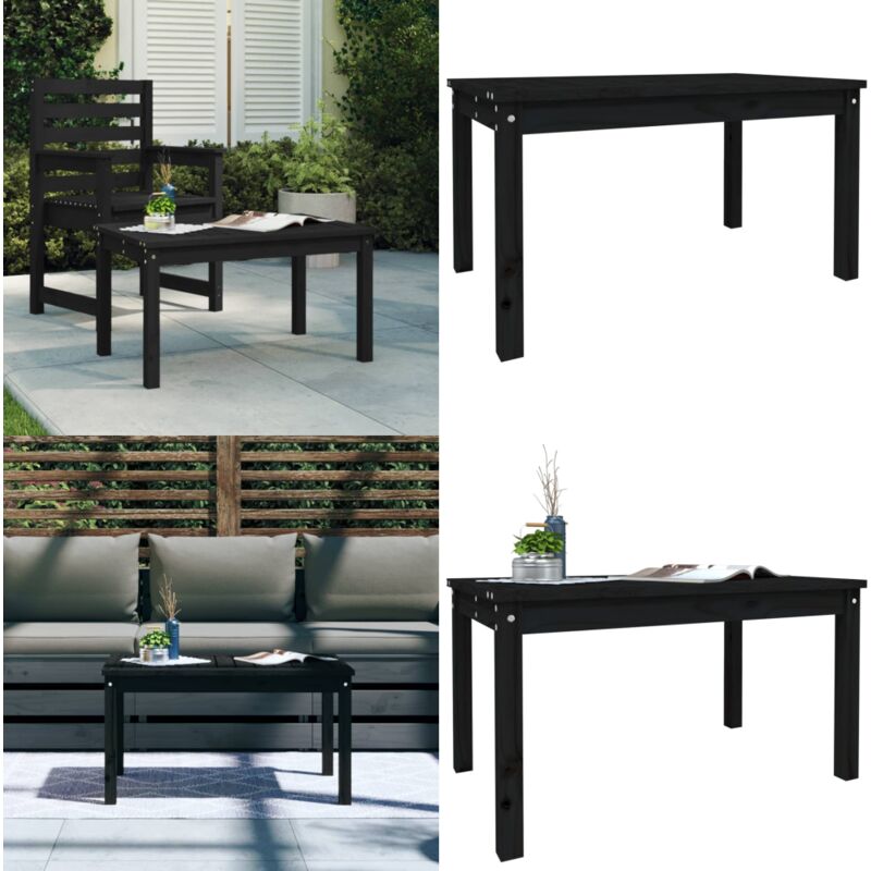 Table de jardin noir 82,5x50,5x45 cm bois massif de pin - Table De Jardin - Table Extérieure - Mobilier De Jardin - Table En Bois - Table Ronde