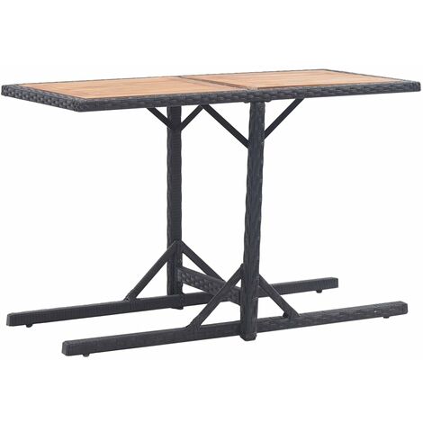 Table de jardin Noir Bois d'acacia solide et résine tressée
