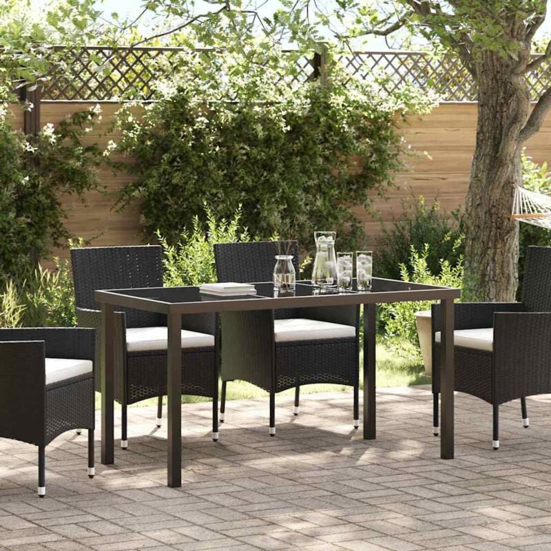 Vidaxl - Table de jardin noire 140x80x73 cm en verre trempé
