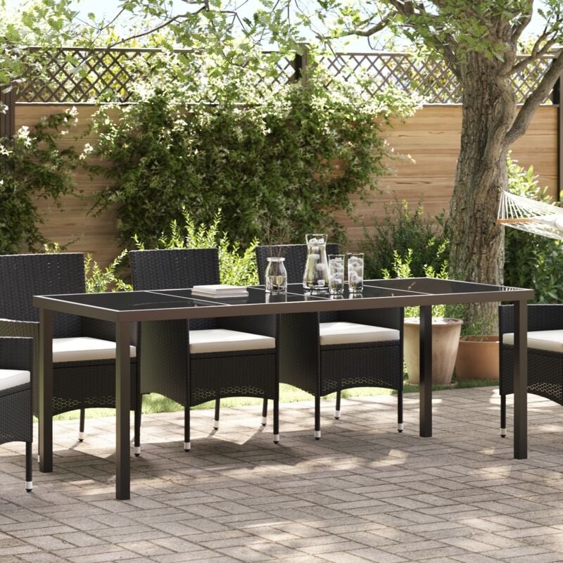 Vidaxl - Table de jardin Noire 200x80x73 cm en verre trempé