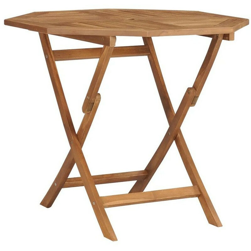 Table de jardin octogonale pliable teck massif clair Kounjo Table de jardin octogonale pliable teck massif clair Kounjo