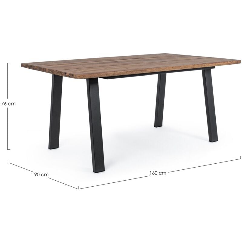 Table de jardin rectangulaire en métal et bois L160 - oleron