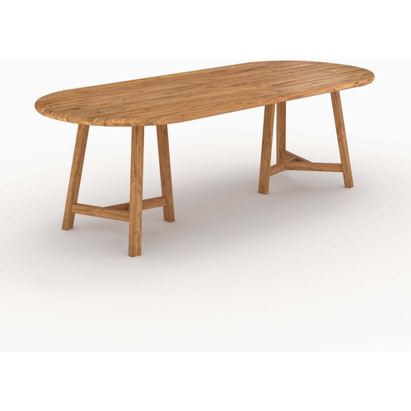 Table de jardin ovale en bois de teck recyclé 10 personnes - bora