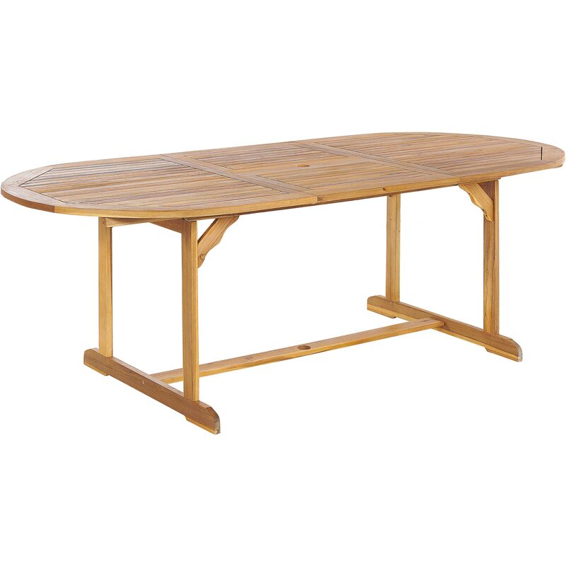 Beliani - Table de Jardin Extensible Ovale 160 / 220 x 100 cm en Bois d'Accacia Clair avec une Touche Rustique pour Extérieur de Style Traditionnel