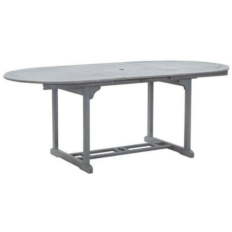 Table de jardin ovale extensible acacia massif gris Alline