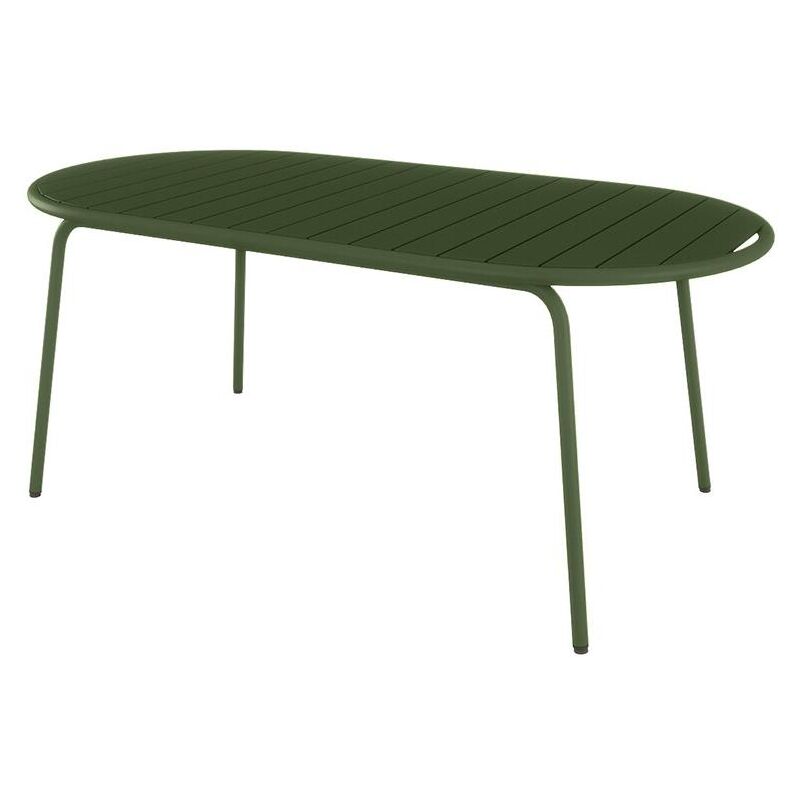Vente-unique - Table de jardin ovale L.180 cm en métal - Kaki - montefaro de mylia