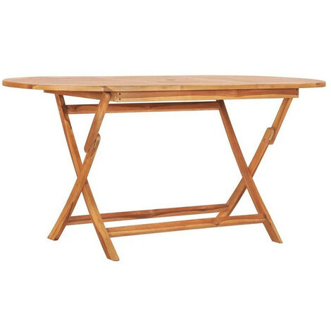 Table de jardin ovale pliable teck massif clair poncé Kounjo
