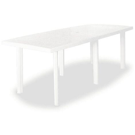 Table de jardin plastique blanc Bouka 210 cm
