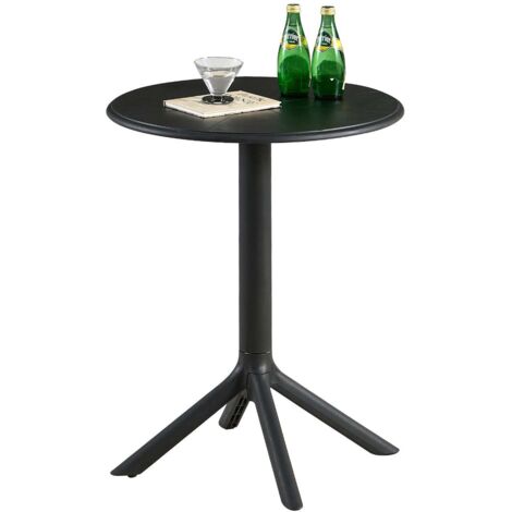 Table de Jardin Plastique, Table Ronde de Jardin en Plastique pour Extérieur, Balcon, Terrasse et Salon, Un Design Unique de Base, Stable, Durable et Facile à Nettoyer, Noir