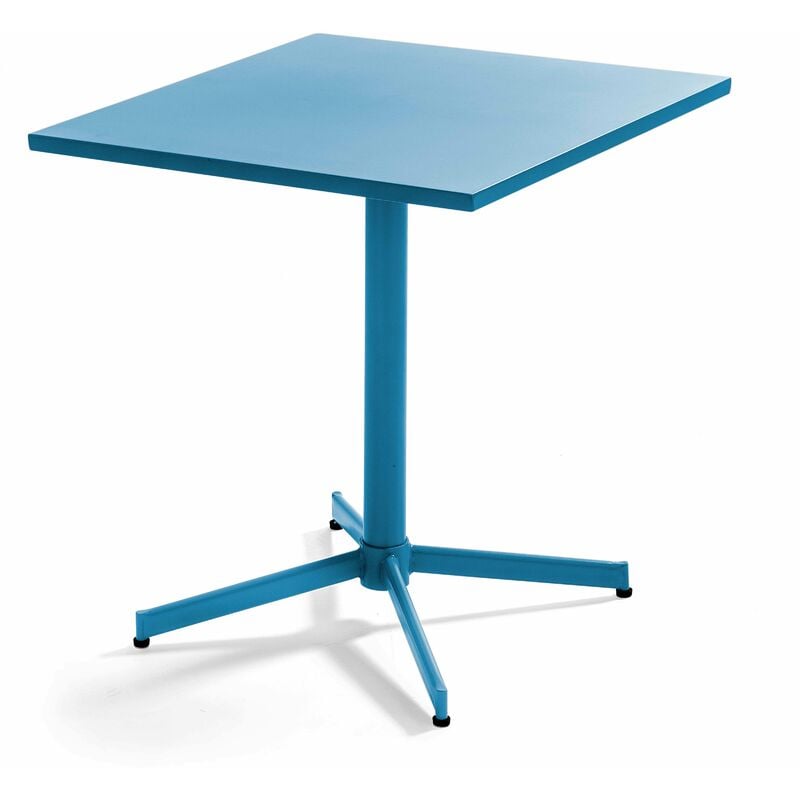 Oviala - Table de jaridn carrée bistro inclinable en acier bleu pacific - Palavas - Bleu Pacific