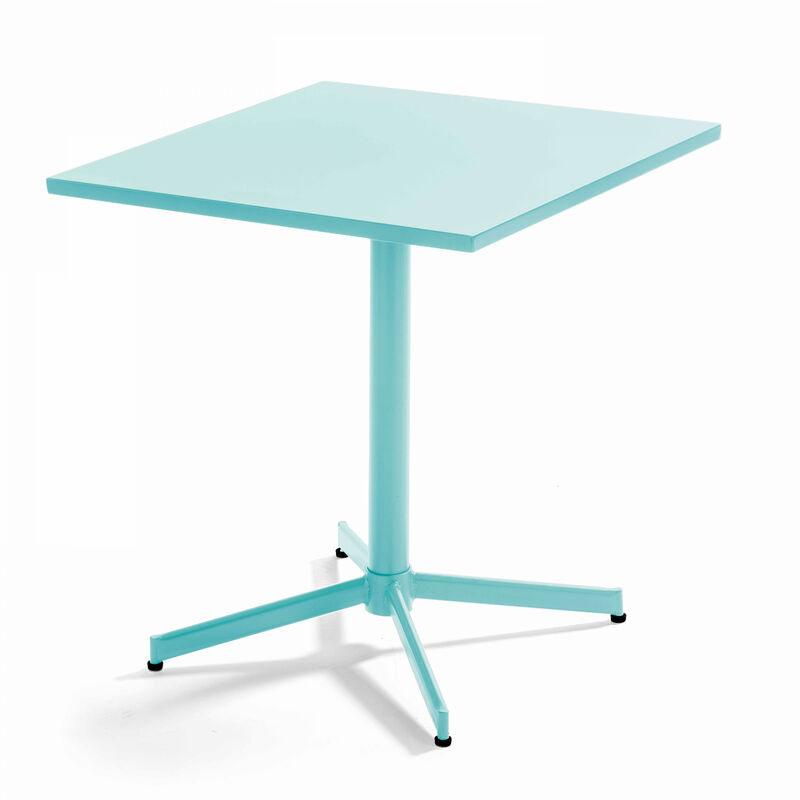 Table de jardin carrée bistro inclinable en acier turquoise 70cm - Palavas - Bleu Turquoise