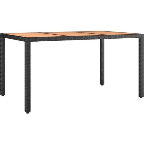 Table de jardin plateau en bois Noir Résine tressée bois massif vidaXL