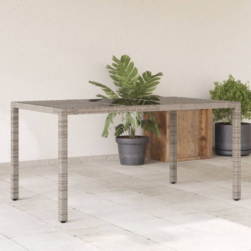 Vidaxl - Table de jardin dessus en verre Gris 150x90x75cm Résine tressée