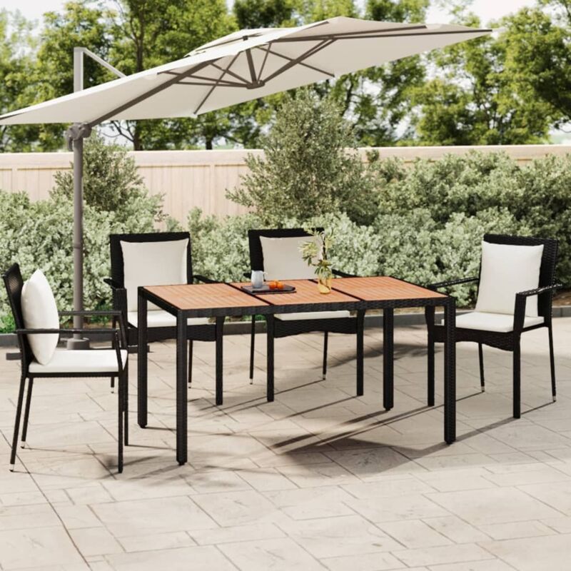 Vidaxl - Table de jardin plateau en bois Noir Résine tressée bois massif