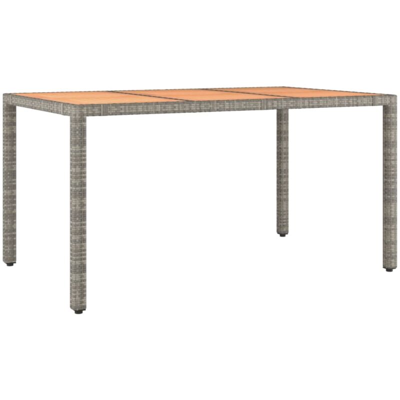 Table de et dessus en bois Gris Résine tressée et acacia