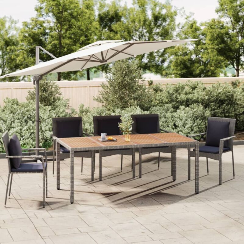 Tavolo Giardino Piano Legno Grigio Polyrattan E Massello Acacia - Vidaxl