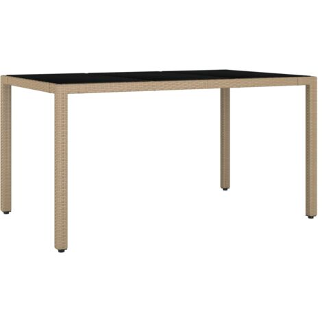 Table de jardin plateau en verre Résine tressée verre trempé