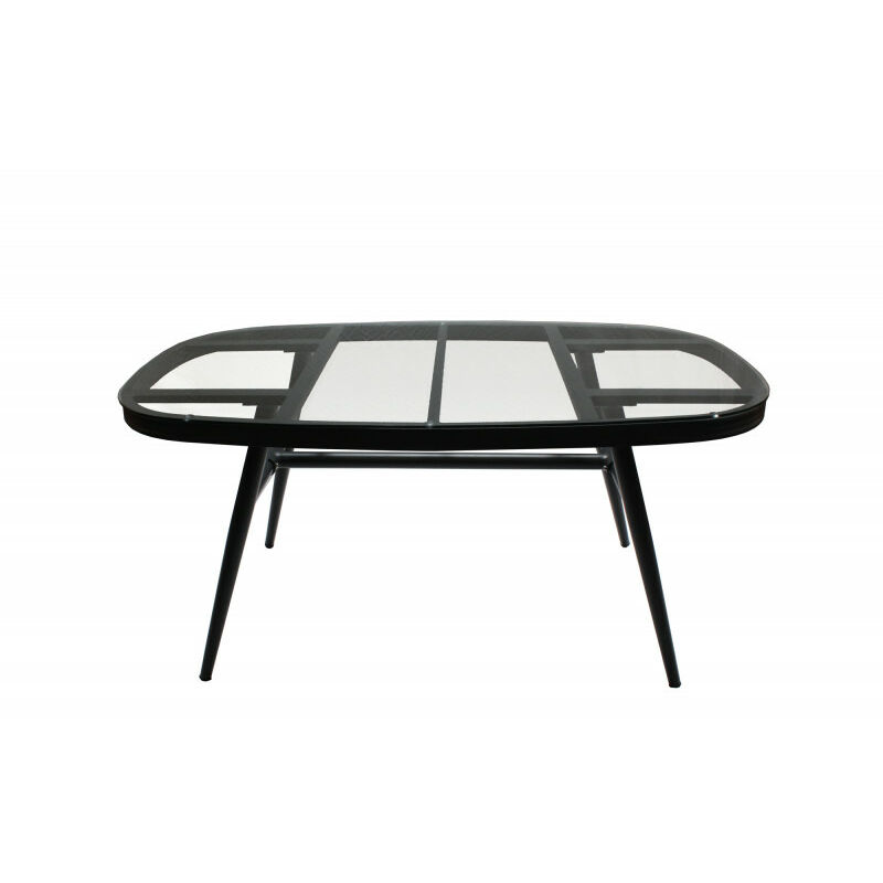 Table de jardin en aluminium gris plateau verre 6 places - pacific
