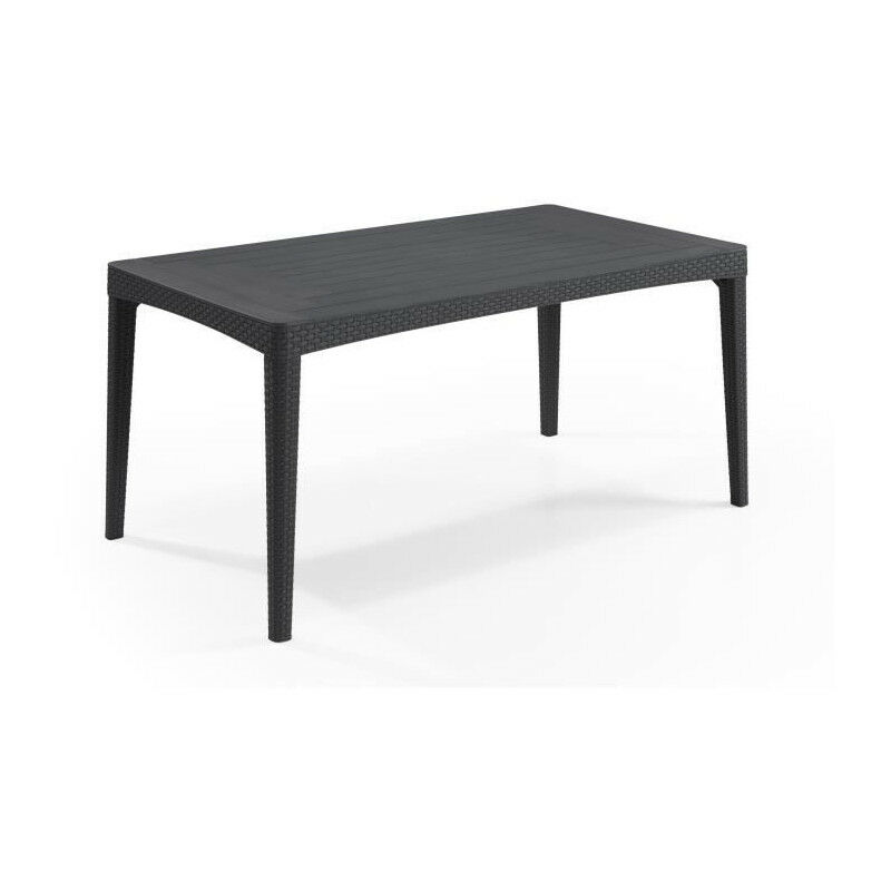 Les Tendances - Table de jardin plateau latte - Dimensions : 160x90x74 cm - structure imitation rotin tressée - allibert by keter - 6 personnes