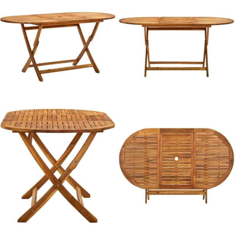 Table de jardin pliable 160x85x75 cm Bois d'acacia massif - Table De Jardin - Table Extérieure - Acacia Massif - Mobilier De Jardin - Table Pliante
