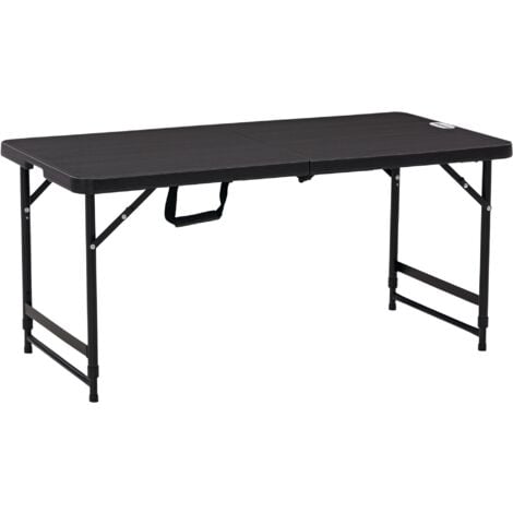 Table de jardin pliable 4 personnes table de camping pliable hauteur réglable acier époxy plateau HDPE aspect bois gris