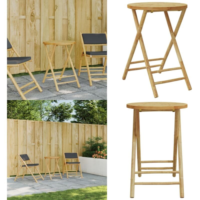 Table de jardin pliable Ø55x75 cm bambou - Table De Jardin Pliable - Table En Bambou - Mobilier De Jardin - Table Extérieure - Table Ronde - Home &